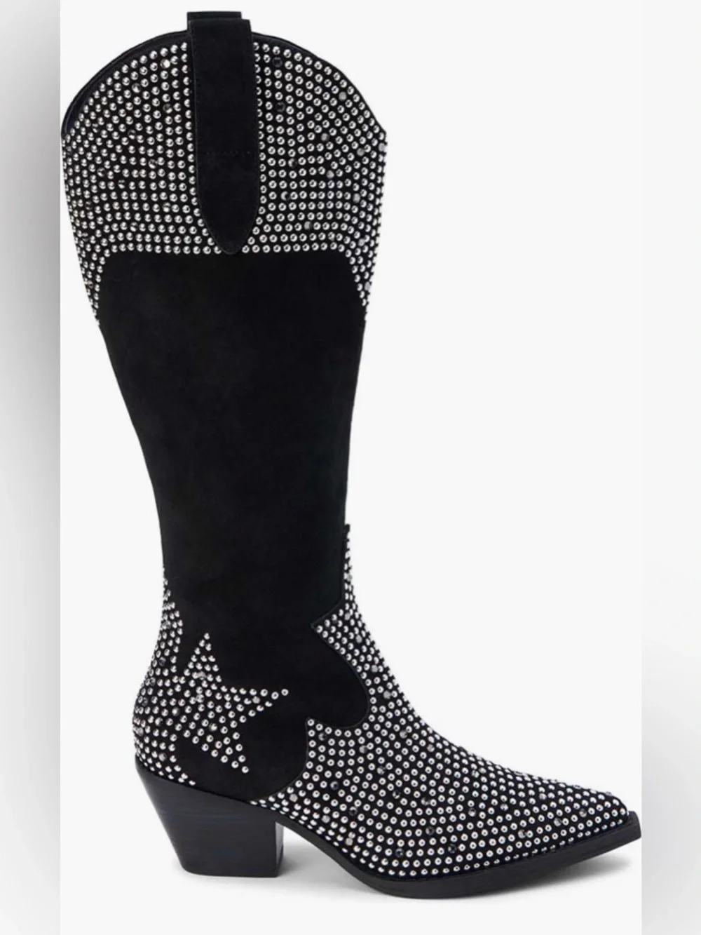 Mattise Dumplin Black  Knee-High studded cowboy Boots 7 - Picture 4 of 6